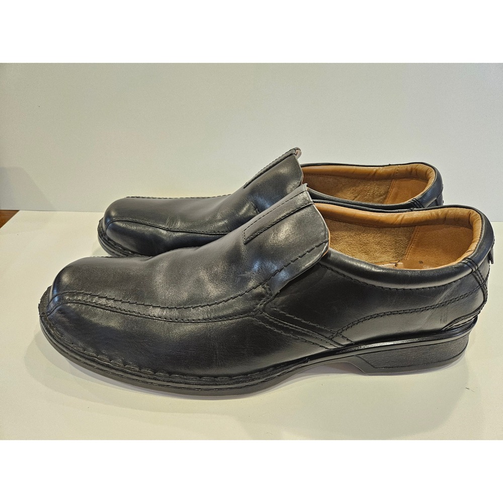 Clarks Mens Escalade Black Leather Slip On‎ Loafers Cushion Soft Size 14 M 14885
